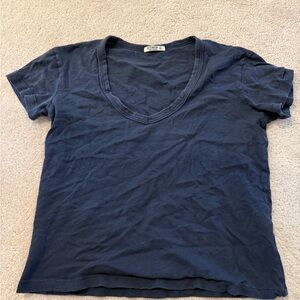 Buck Mason Navy Women's Slub Cotton Easy Fit V-Neck Tee